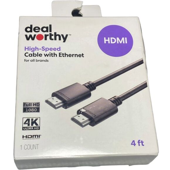 HDMI Cable 4ft High Speed with Ethernet Black Universal for TV PS5 Xbox PC NEW - Picture 4 of 5